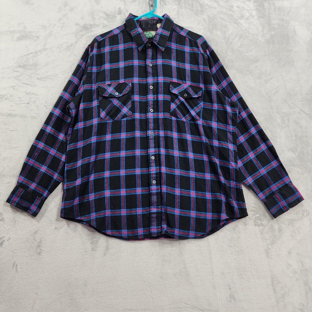 Vintage Pine Grove Shirt Men XL Black Plaid Lined Flannel Acrylic Grunge Western